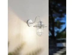 Lindby Wandleuchte Außen Laterne Naleta 10025904 Spritzwassergeschützt Vintage Industriell in Alu aus Metall 1-flammig E27