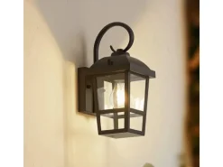 Lindby Wandleuchte Außen Laterne Eloane 10025926 Spritzwassergeschützt Modern in Schwarz aus Edelstahl 1-flammig E27