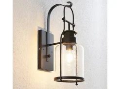 Lindby Laternen^Wandleuchte Wandlampe Innen Laterne Rozalie 9624813 Retro Vintage Antik in Schwarz aus Metall 1-flammig E27 Flurleuchte