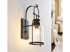 Lindby Laternen^Wandleuchte Wandlampe Innen Laterne Rozalie 9624813 Retro Vintage Antik in Schwarz aus Metall 1-flammig E27 Flurleuchte