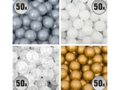 LittleTom Bällebadbälle Ø 5.5 cm 200 Stück Gold Grau Weiß Transparent