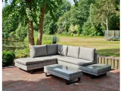 Garden Pleasure Sofas^Lounge-Eckgruppe Cadiz 3-teilig Grau