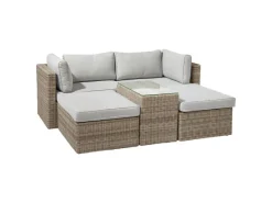 Lounge-Set Olea 5-teilig aus Polyrattan Sand