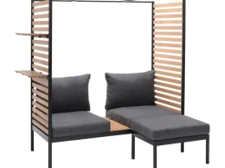 Lounge-Set Skipton 2-teilig mit Hocker Teakholz -Anthrazit