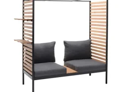 Lounge-Set Skipton 2-teilig mit Hocker Teakholz -Anthrazit