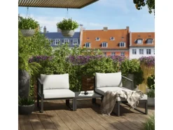 Hocker^Lounge-Set Willa 4-teilig aus Aluminium Anthrazit