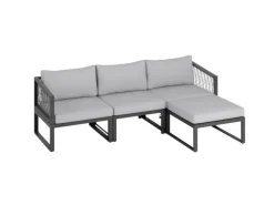 Hocker^Lounge-Set Willa 4-teilig aus Aluminium Anthrazit