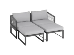 Hocker^Lounge-Set Willa 4-teilig aus Aluminium Anthrazit