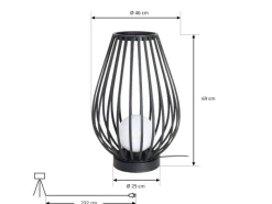 Lucande Laterne Marrin 10025952 Spritzwassergeschützt Modern in Schwarz aus Metall 1-flammig E27