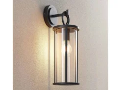 Lucande Laternen^Wandleuchte Außen Laterne Emmeline 9616162 Spritzwassergeschützt Modern in Schwarz aus Aluminium 1-flammig E27