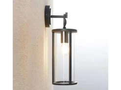 Lucande Laternen^Wandleuchte Außen Laterne Emmeline 9616162 Spritzwassergeschützt Modern in Schwarz aus Aluminium 1-flammig E27