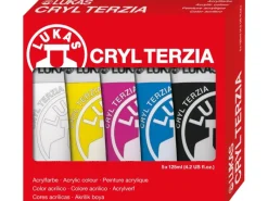 Lukas Cryl Terzia Primär-Acrylfarben-Set 5 x 125 ml Tuben im Karton-Etui