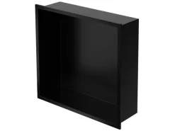 LuxeBath Regale Schwarz^Wandnische aus Edelstahl 30x30x10 cm Schwarz Duschnische mit Rahmen