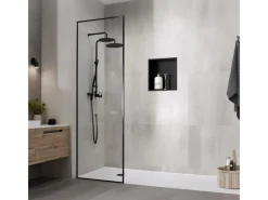 LuxeBath Regale Schwarz^Wandnische aus Edelstahl 30x30x10 cm Schwarz Duschnische mit Rahmen