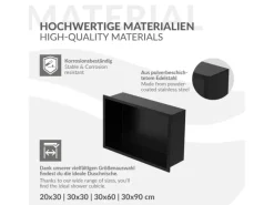 LuxeBath Regale Schwarz^Wandnische aus Edelstahl 20x30x10 cm Schwarz Duschnische mit Rahmen
