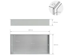 LuxeBath Wandnische Edelstahl 60x30x10 cm Silber Duschnische Rahmen Einbauregal