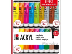 Marabu Acrylfarben-Set Effect 18 x 36 ml