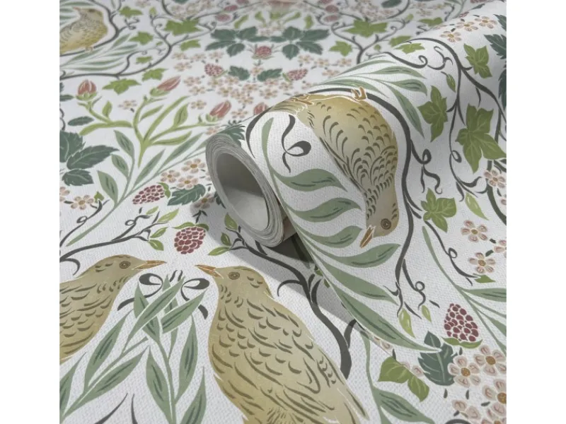 Marburg Vliestapete Blätter und Vögel Floral Modern 10,05 m x 0,53 m Weiß-Grün