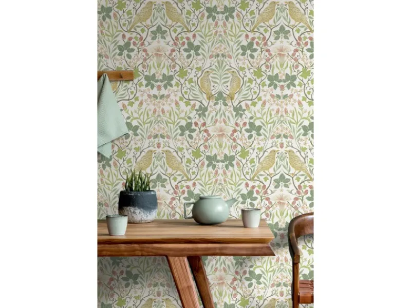 Marburg Vliestapete Blätter und Vögel Floral Modern 10,05 m x 0,53 m Weiß-Grün