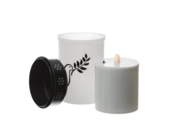 MARELIDA LED Grablicht Grabkerze Taube Friedhof Trauerlicht Gedenklicht 12cm Timer Weiß