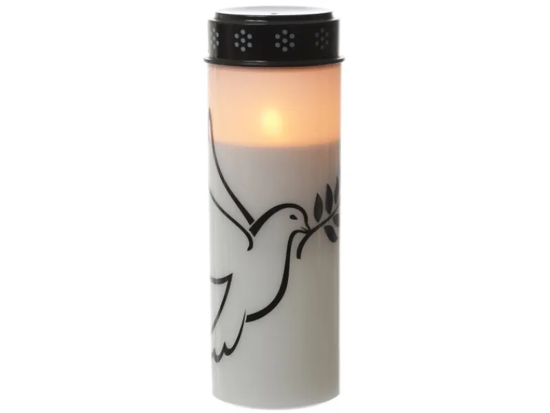 MARELIDA Kerzen^LED Grablichter Grabkerzen Taube Friedhof Trauerlicht Gedenklicht 21cm 2er Set