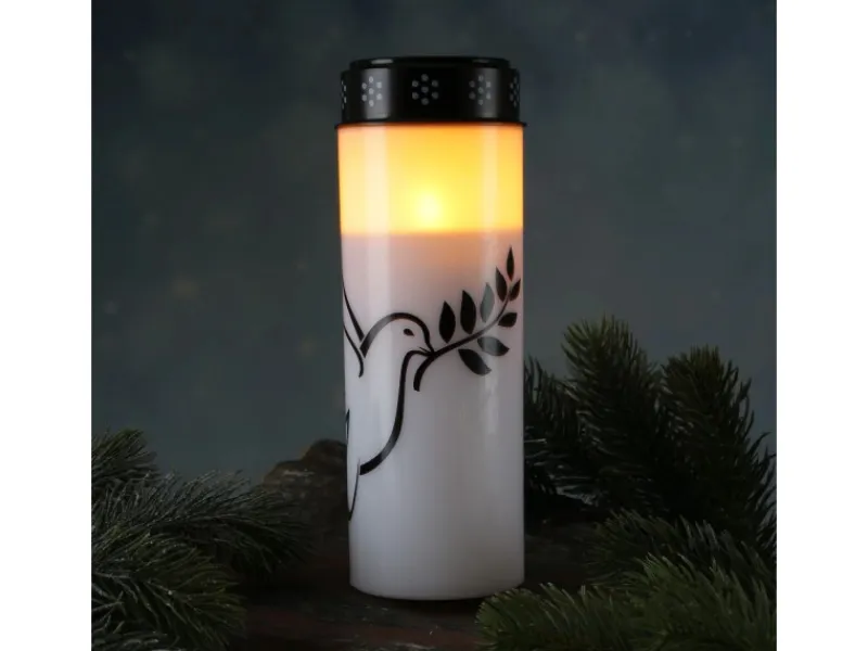 MARELIDA Kerzen^LED Grablichter Grabkerzen Taube Friedhof Trauerlicht Gedenklicht 21cm 2er Set
