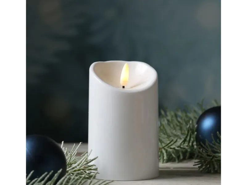 MARELIDA LED Kerze Für Außen Balkon Terrasse Garten 3D Flamme Flackernd Timer H 12,5cm