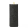MARELIDA Kerzen^LED Kerze LINA Rustik Optik Echtwachs Stumpenkerze Flackernd Timer H 19cm Grau