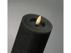 MARELIDA LED Kerzenset LINA Rustik Optik Echtwachs Flackernd 3 Größen Timer Grau 3er Set