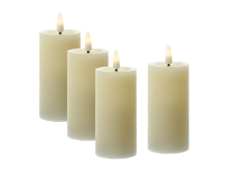 MARELIDA Kerzen^LED Kerzenset LINA Rustik Optik Für Adventskranz H 12,5cm Timer Creme 4er Set