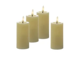 MARELIDA Kerzen^LED Kerzenset LINA Rustik Optik Für Adventskranz H 12,5cm Timer Creme 4er Set