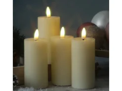 MARELIDA Kerzen^LED Kerzenset LINA Rustik Optik Für Adventskranz H 12,5cm Timer Creme 4er Set