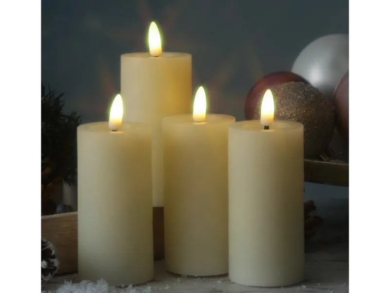 MARELIDA Kerzen^LED Kerzenset LINA Rustik Optik Für Adventskranz H 12,5cm Timer Creme 4er Set