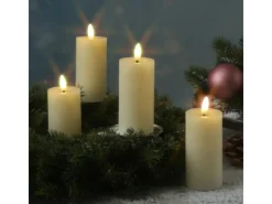 MARELIDA Kerzen^LED Kerzenset LINA Rustik Optik Für Adventskranz H 12,5cm Timer Creme 4er Set