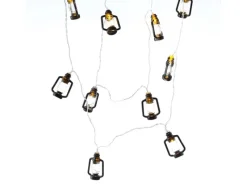 MARELIDA Laternen^LED Lichterkette Mini Laternen Dekogirlande 10 Schwarze Sturmlaternen L 1,8m