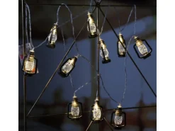 MARELIDA Laternen^LED Lichterkette Mini Laternen Dekogirlande 10 Schwarze Sturmlaternen L 1,8m