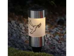 MARELIDA Kerzen^LED Solar Grablichter Grabkerzen Taube Erdspieß Grableuchte Gedenkkerze 2er Set