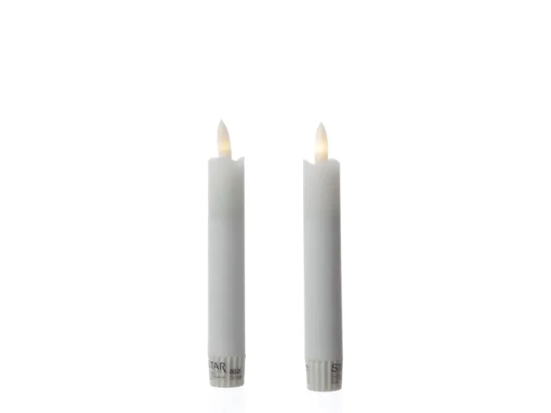 MARELIDA Kerzen^LED Stabkerzen Tafelkerzen Spitzkerzen Echtwachs Rustik Optik H 15cm Weiß 2St