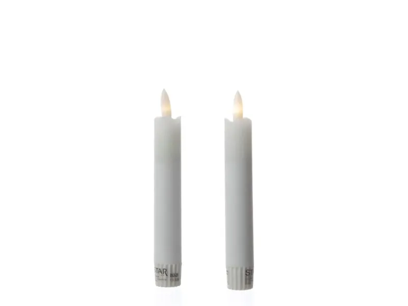 MARELIDA Kerzen^LED Stabkerzen Tafelkerzen Spitzkerzen Echtwachs Rustik Optik H 15cm Weiß 2St