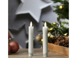 MARELIDA Kerzen^LED Stabkerzen Tafelkerzen Spitzkerzen Echtwachs Rustik Optik H 15cm Weiß 2St