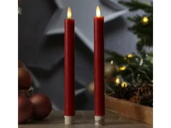 MARELIDA Kerzen^LED Stabkerzen Tafelkerzen Spitzkerzen Echtwachs Rustik Optik H 24,5cm Rot 2St