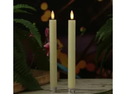 MARELIDA Kerzen^LED Stabkerzen Tafelkerzen Spitzkerzen Echtwachs Rustik Optik H 24cm Creme 2St