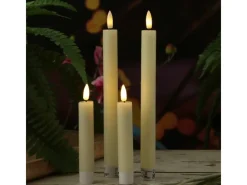 MARELIDA Kerzen^LED Stabkerzen Tafelkerzen Spitzkerzen Echtwachs Rustik Optik H 24cm Creme 2St