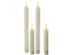 MARELIDA Kerzen^LED Stabkerzen Tafelkerzen Spitzkerzen Echtwachs Rustik Optik H 24cm Creme 2St