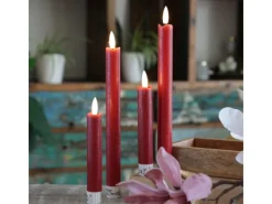 MARELIDA Kerzen^LED Stabkerzen Tafelkerzen Spitzkerzen Echtwachs Rustik Optik H 15cm Rot 2St