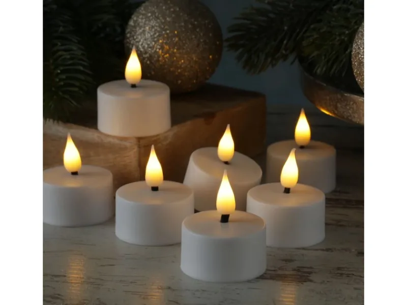 MARELIDA LED Teelichter 4 Stück Mit Ladestation USB Wiederaufladbar D 4cm Flackernd Weiß