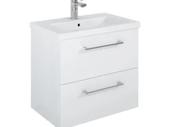 Weißlacke^Maximus Waschbeckenunterschrank Cheese 60 cm mit 2 Schubladen