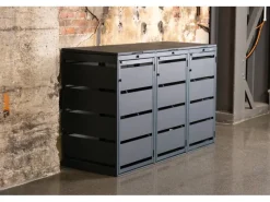 MBOX24 Classic Mülltonnenbox für 3 Mülltonnen (120L) aus Verzinktem Stahl 3er Metall Mülltonnenverkleidung in Anthrazit Robust & Wetterfest