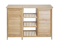 MCW Badezimmerschrank B18 2 Türen Bambus 87x99x33cm