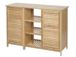 MCW Badezimmerschrank B18 2 Türen Bambus 87x99x33cm